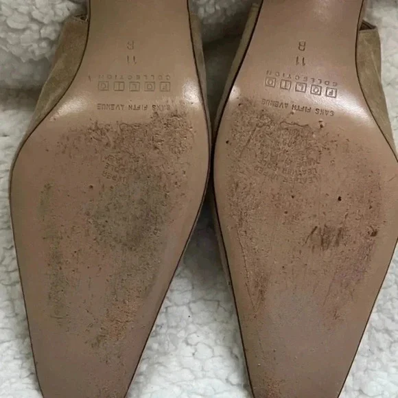 Saks Fifth Avenue Folio Tan Suede Heels … Size   11B - Picture 3 of 7